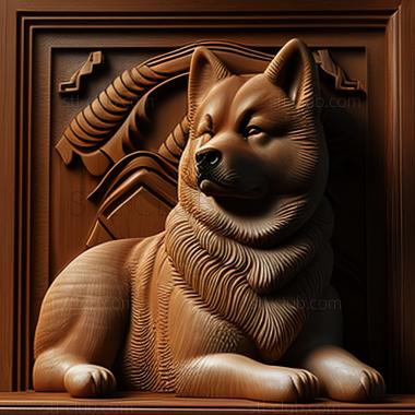 3D model st American Akita dog (STL)